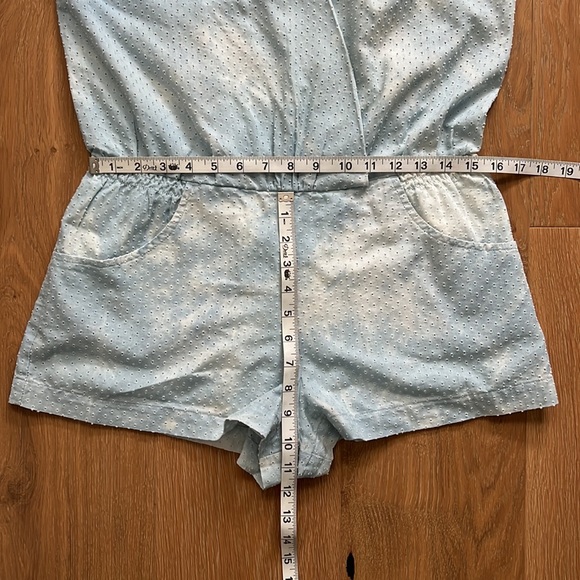 LINE & DOT Light Blue Tie-Dye Punched Holes Romper - Small - Picture 8 of 13